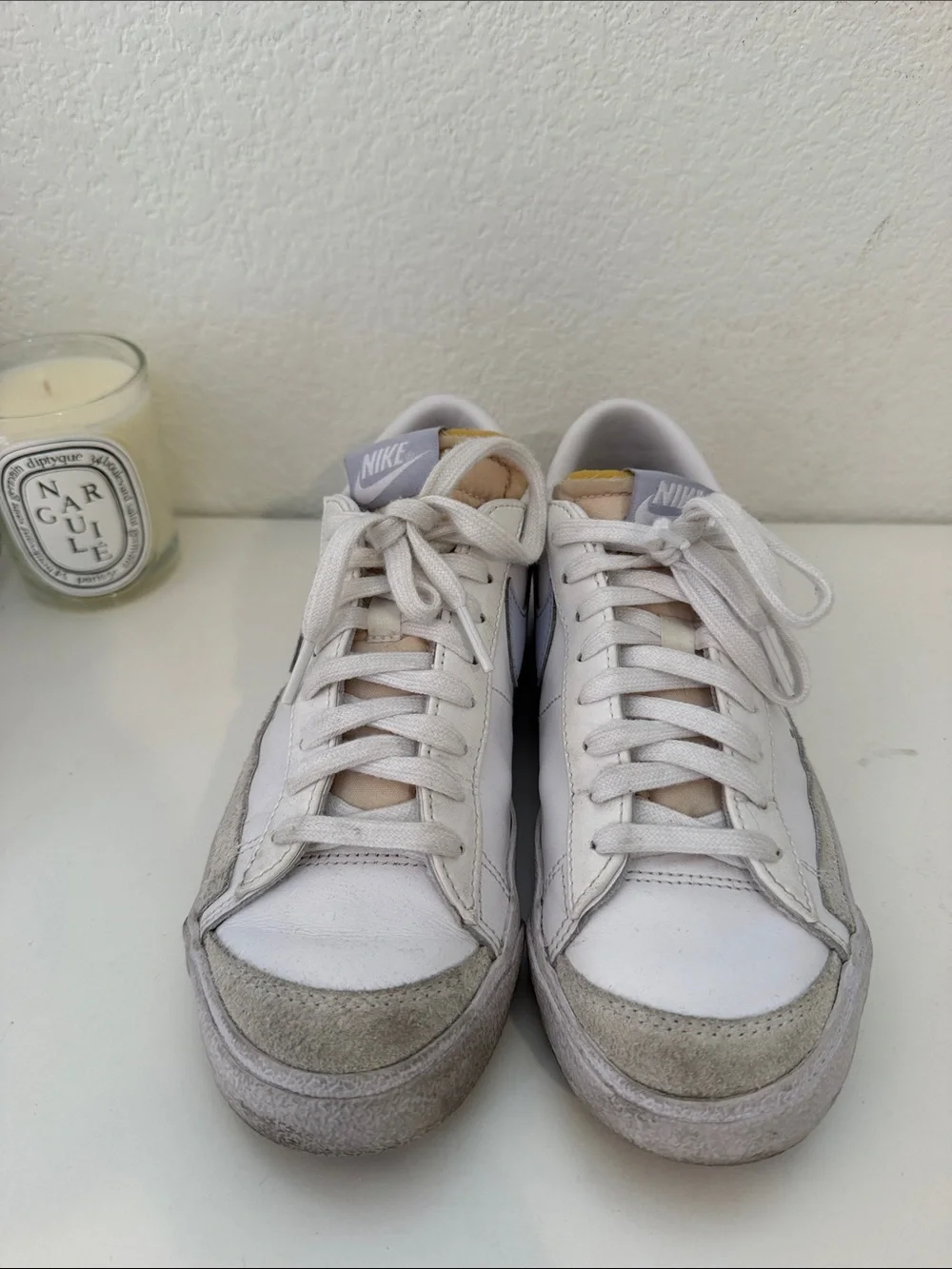 Nike Blazers with Light Blue Swoosh